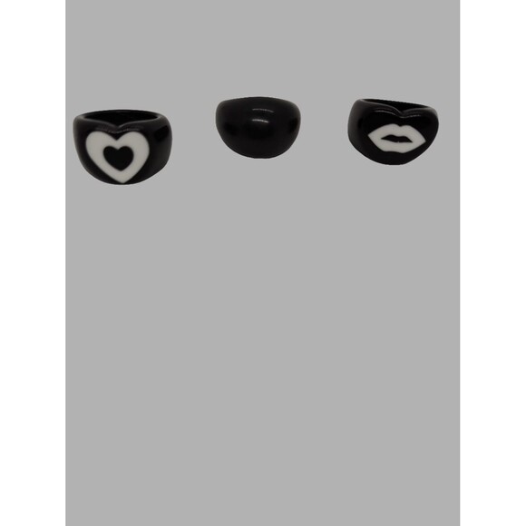 Heavy Black Resin Rings - Picture 4 of 4